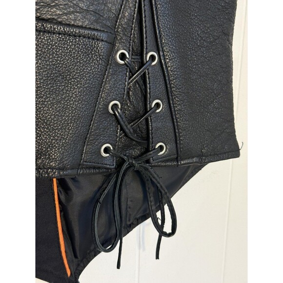 First Classics Leather Vest Womens Medium Black Lauren Motorcycle Lace Up Sides - Picture 8 of 11